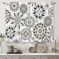 thumbnail image 5 of Boho Black White Mandala Floral Kitchen Curtains Modern Flower Small Short Cafe Window Curtains Indian Bohemian Rod Pocket Bathroom Drapes Treatment Tier Curtains 2 Panels (27.5x39 Inch), 5 of 6