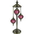thumbnail image 2 of SILVERFEVER Moroccan Lamps Mosaic Turkish Lamp -Three Tier Lanterns Colorful Handmade Glass Floor or Table with E 12 Bulbs Deep Pink, 2 of 7