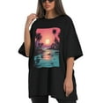 thumbnail image 4 of Plus Size Shirt for Women Black Tops for Women Short Sleeves Shirt for Women Vintage Landscape T Shirt Crewneck Shirt for Women XL, 4 of 5