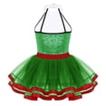 thumbnail image 2 of Moggemol Kids Girls Halter Sleeveless Sequins Modern Jazz Ballet Dance Dress Camisole Gymnastics Green 4, 2 of 5