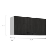 Salento Wall Mounted Double Door Cabinet with Two Shelves - Carbon Espresso