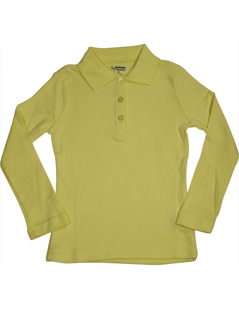 French Toast Big Girls Long Sleeve Interlock Polo