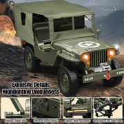 1/12 1941 MB Scaler RC Jeep, 4x4 RC Car Mini RC Rock Crawler Military, 2.4Ghz RC Truck with 180 Brushed Motor, LED Lights, Battery and USB Charger for Adults