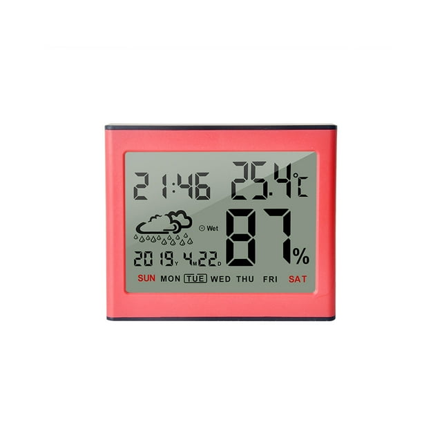 Wosthever Termómetro higrómetro electrónico ajustable con soporte, Detector colgante, estación meteorológica, medidor de temperatura y humedad Termómetros naranja rosa Wosthever HA060980-02B