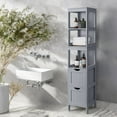 thumbnail image 2 of LEDREM Corner Cabinet with 2 Drawers & 3 Shelves, Freestanding Storage Organizer 55.7" Tall, Space-Saving Design, Dove Grey, 2 of 6