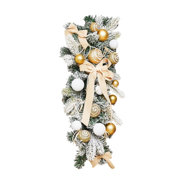 Adorno artificial navideño para escalera de Navidad, ideal para la puerta de la sala de estar interior. Oro
