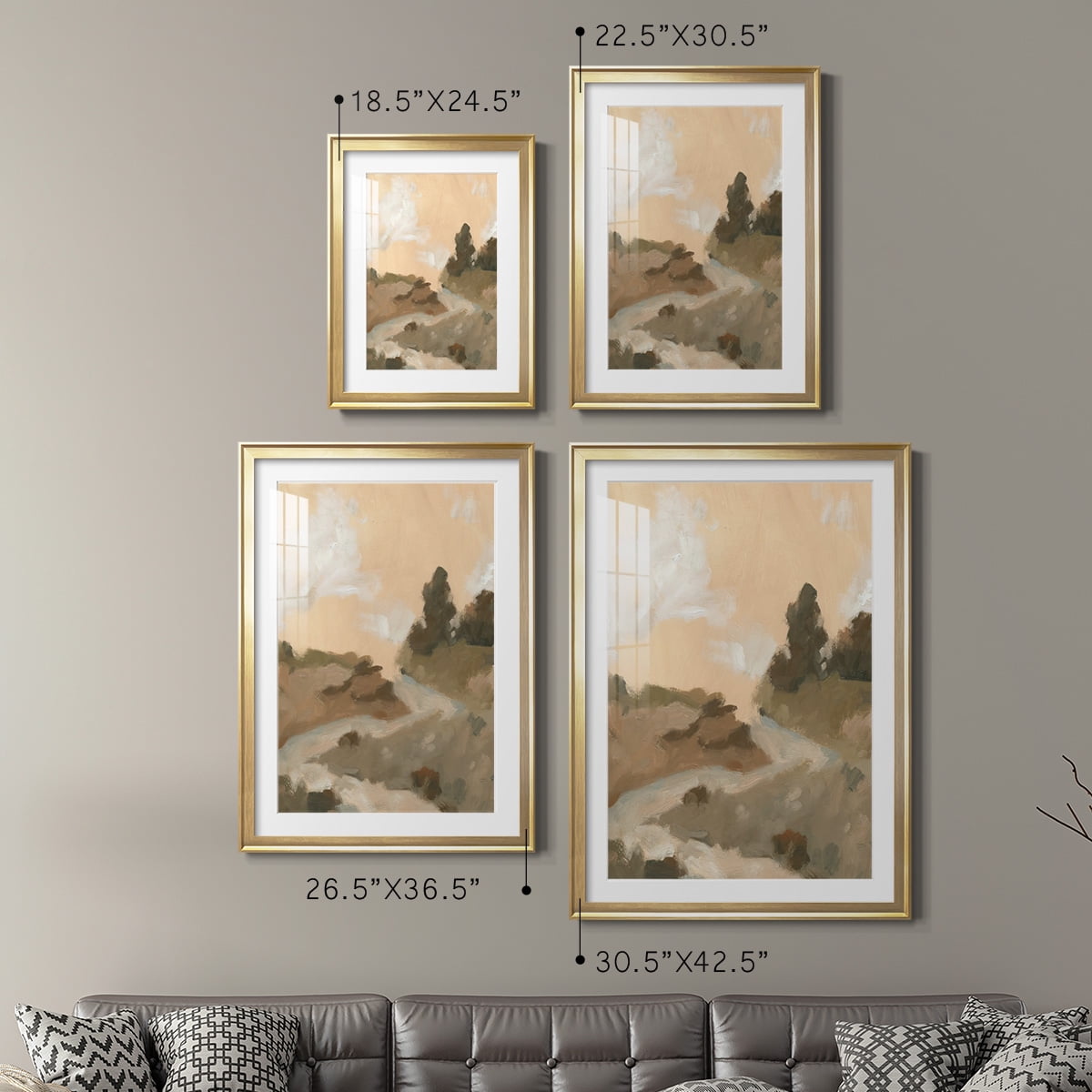 Wexford Home Hillside Walking Path I Premium Framed Print, 30.5" x 42.5" - Ready to Hang, Gold (Set of 2)
