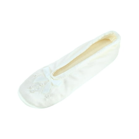 

Isotoner Girl s Satin Pearl Ballerina Slippers