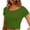 #0155-Army Green, variant on Women Solid Scoop Neck Slim Fit Short Sleeve Stretchy Basic Cropped Tee Top Multiple Solid Color Options Casual Going Out Summer Shirt Gift