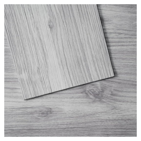 Peel and Stick Floor - 36" x 6" Self Adhesive Vinyl, 20 Tiles, 0.62 mm Thick, Light Gray Wood Grain DIY Flooring for Bedroom, Living Room, Bathroom (29 Sq.Ft/Box) 36 x 6 x 0.02 in