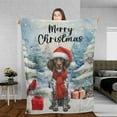 thumbnail image 3 of Merry Christmas German Shorthaired Pointer Enjoys Woofmas Winter Xmas Holiday Cozy Fleece Blanket GSP Lover Dog Gift Warm Soft Throw Blanket - 02022, 3 of 5