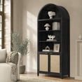thumbnail image 4 of SICOTAS 84.2"H Tall Rattan Arched Pantry Cabinet Set of 3 with Adjustable Shelves, Oversized Boho Farmhouse Floor Storage Organizer for Kitchen, Dining Room & Home Decor,Black Oak, 4 of 9