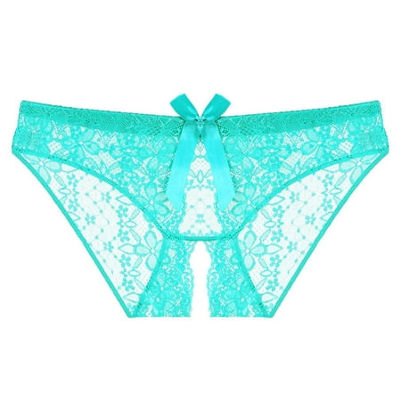 Lolmot Women Soft Sexy Underwear Women Sexy Floral Lace Panty Underwear Brief Crotchless Thong Lingerie