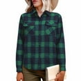 thumbnail image 2 of Uootdi Blouses for Women Dressy Casual Plaid Flannel Long Sleeve Shirts for Women Gift Loose Fit Button Down Shirt Flannel Blouse, 2 of 6