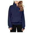 thumbnail image 2 of Boys Girls Solid Color Half Zip Fleece Sweatshirt with Thumbhole, 2 of 4