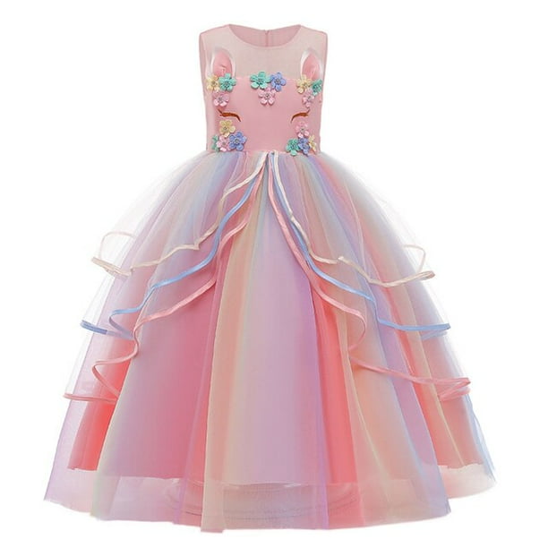 Vestido de unicornio de arcoíris para niñas, disfraz de princesa de fantasía para fiesta de cumpleaños, disfraz de Halloween para niños de 3 a 12 años Fivean unisex