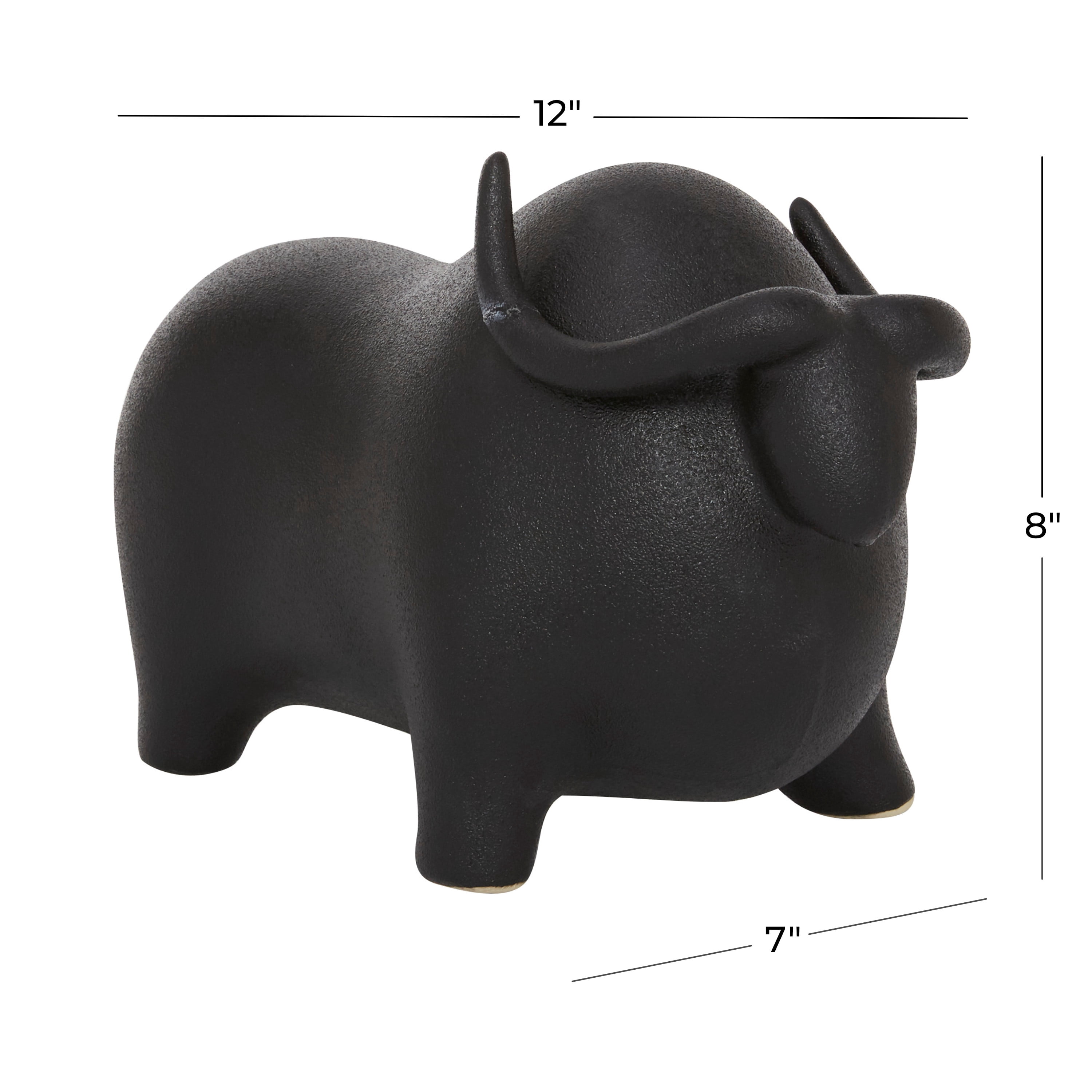 12" x 8" Black Ceramic Bull Sculpture, by DecMode