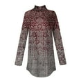 thumbnail image 5 of DENGDENG Womens Tunic Tops Long Sleeve Turtleneck Blouses Winter Mock Neck Tops To Wear with Leggings Ethnic Floral Print Shirts Fall Loose Fit Clothes Holiday Plus Size Sweatshirts Wine S, 5 of 5