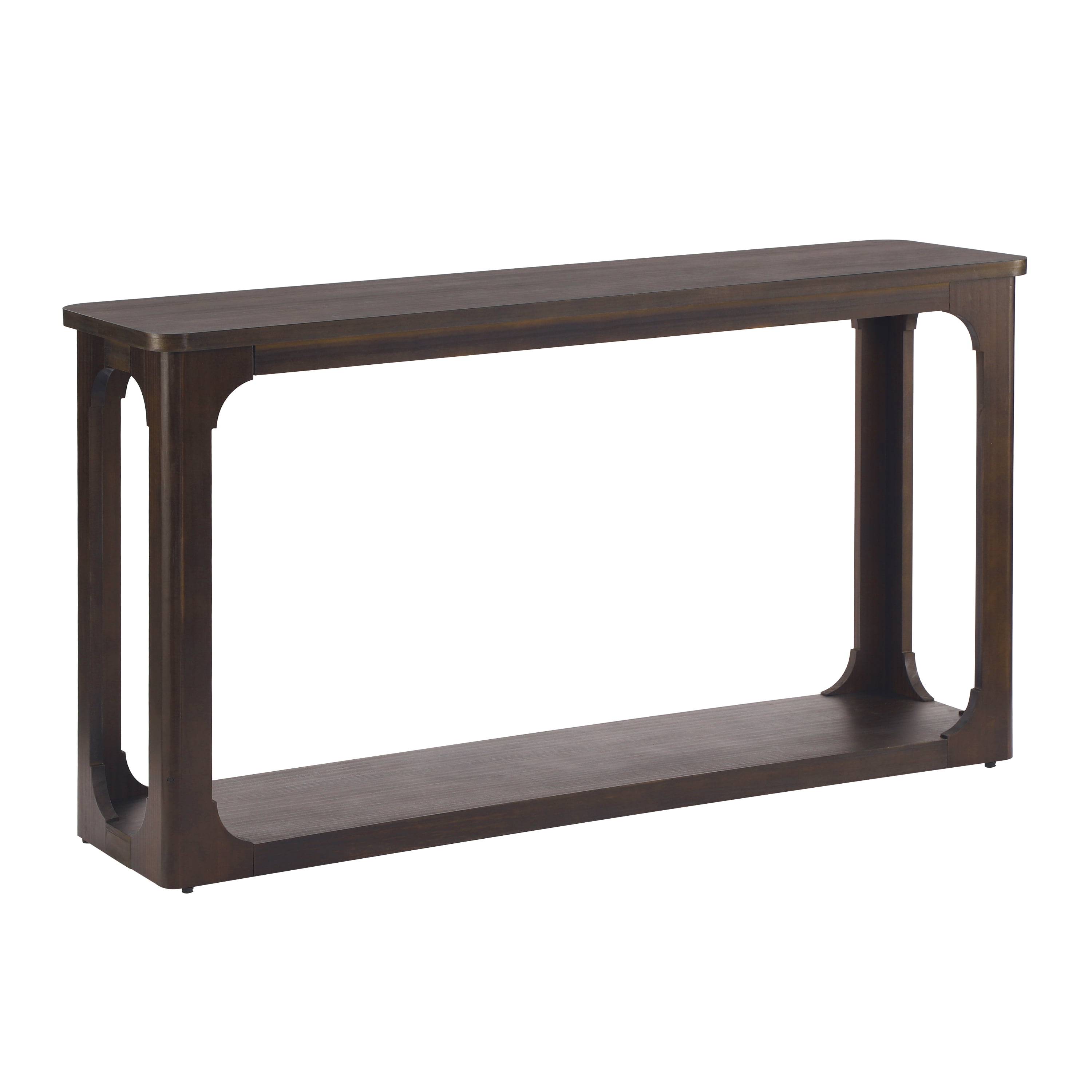 Euroco 55" Console Table, Solid Wood Entryway Sofa Table with Open Arch Cutouts & Bottom Shelf for Living Room Hallway,Espresso