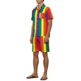 thumbnail image 4 of INSPIRE CHIC Hawaiian Rainbows 2 Pieces for Men's Father's Day Gift VaCatsion Beach Shirt and Shorts Sets XL Green Yellow, 4 of 5