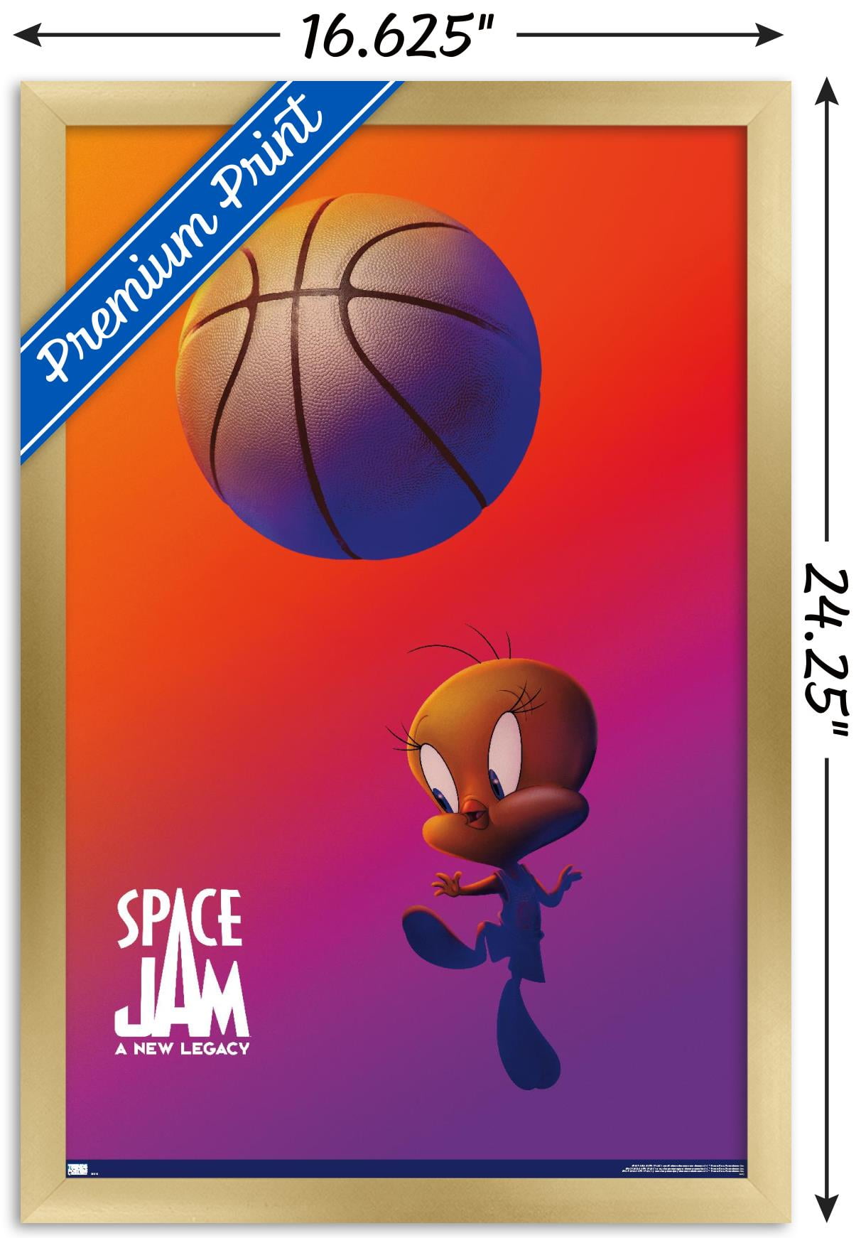 Space Jam: A New Legacy - Tweety One Sheet Wall Poster, 14.725" x 22.375", Framed