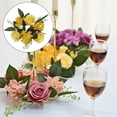 thumbnail image 5 of 20cm Pillar Candle s Wreath Flower Garland Artificial Flowers for Tabletop Yellow, 5 of 8