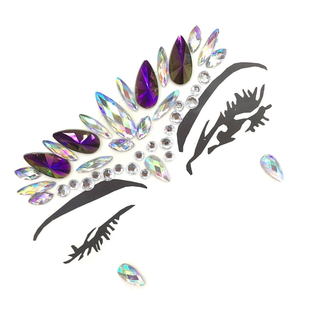 Qarigey Pegatinas autoadhesivas de diamantes de imitación con cuentas ostentosas para la cara de los ojos, decoraciones impermeables para Tratamientos faciales Morado oscuro