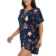 thumbnail image 2 of Picia Autumn Leaves With Blue Pajamas Sets for Women Soft Short-Sleeved Pjs with Lounge Shorts Two Piece Sleepwear-Large, 2 of 9