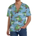 thumbnail image 3 of Honeii 's Crocodile Riding Skateboard for men's short-sleeved button-up collared shirt featuring a pocket, perfect for beach vacations, and travel adventures., 3 of 5