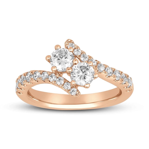 London Fine Jewelry 1.07 Carat Half Eternity Bypass Curved Diamond Ring, Diamond Anniversary Rings, Engagement Rings for Women, Wedding Rings for Women on Solid 14K Gold (H Color, SI1-SI2 Clarity)