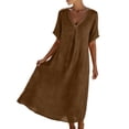 thumbnail image 5 of TIHLMK Women's V-Neck Short Sleeve Pocket Maxi Dresses Half Sleeve Casual Long Dresses with Relaxed Fit for Everyday Wear, 5 of 9
