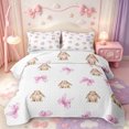 thumbnail image 2 of Manfei Kawaii Bow Rabbit Quilt Full,Cartoon Animal Full Bedspread Sets,3-Piece,1 Coverlet and 2 Pillowcases, 2 of 7