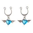 thumbnail image 1 of Yinanstore 1 Pair Angel Wing Heart Dangle U Shape Nipple Non Piercing Body Jewelry Blue, 1 of 8