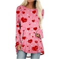 thumbnail image 2 of Aqestyerly T-Shirt à Imprimé de la Saint-Valentin pour Femme, Manches Longues, Blouse à Col Rond, Hauts Décontractés, 2 of 4