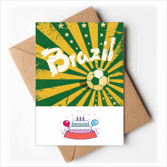 Soccer Yellow Green Brazil Brazil Culture Happy Birthday Greeting Cards Envelopes Blank