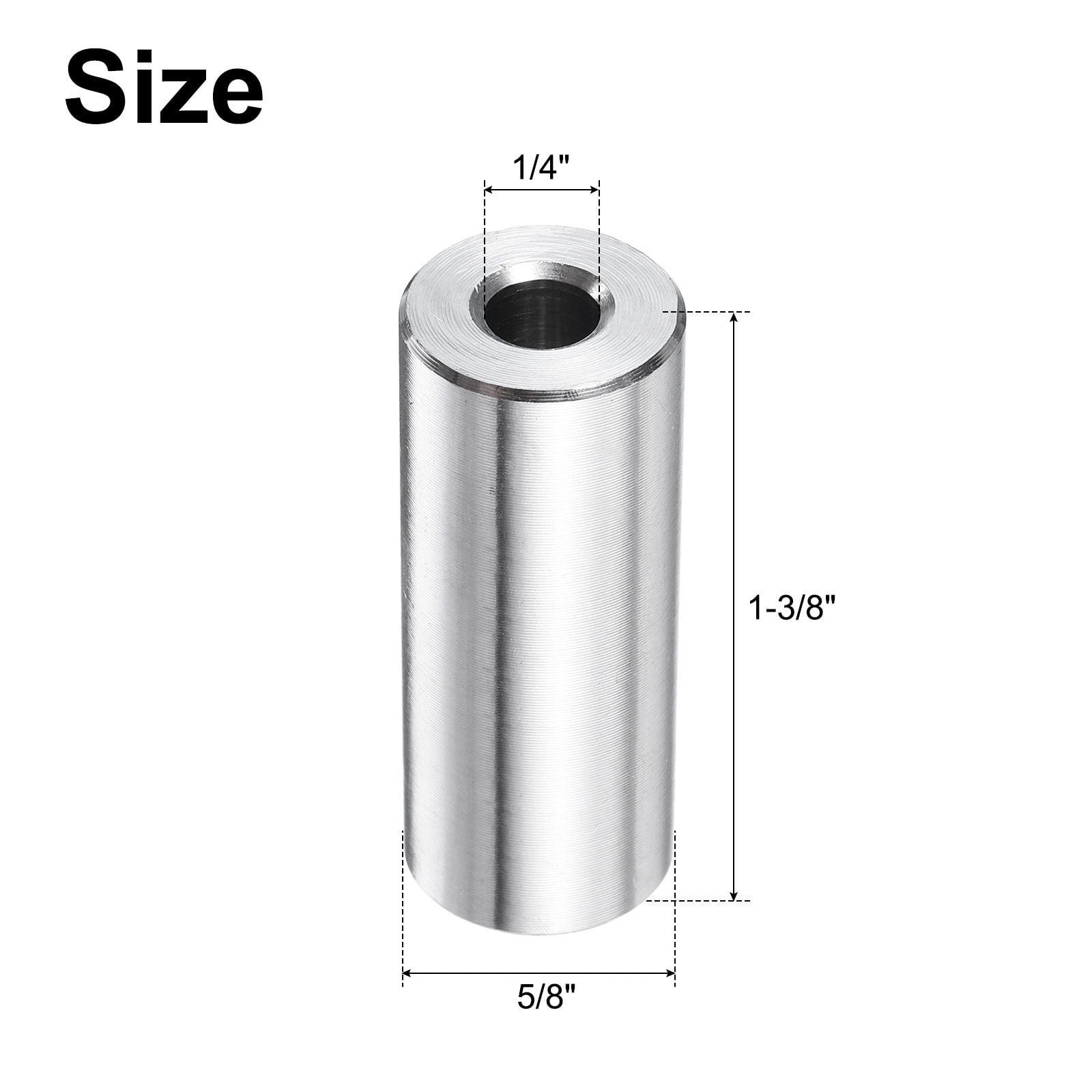 10 Packs Stainless Steel Spacer 1/4" Bore x 5/8" OD x 1-3/8" Length