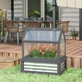 thumbnail image 2 of Raised Garden Flower Bed Kit with Greenhouse, Wooden Cold Frame Planter, 35.5" x 22.5" x 38.25", Gray, 2 of 7
