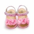 thumbnail image 6 of Infant Baby Girls Summer Sandals with Flower Soft Sole First Walker Crib Dress Shoes 0-18M, 6 of 11