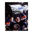 thumbnail image 1 of Bryan Trottier Autographié New York Islanders 1980 Stanley Cup Photo 8x10, 1 of 1