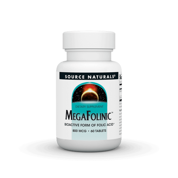 Source Naturals Mega Folinic, Bioactive Form of Folic Acid, 800 mcg Tablets, 60 Count