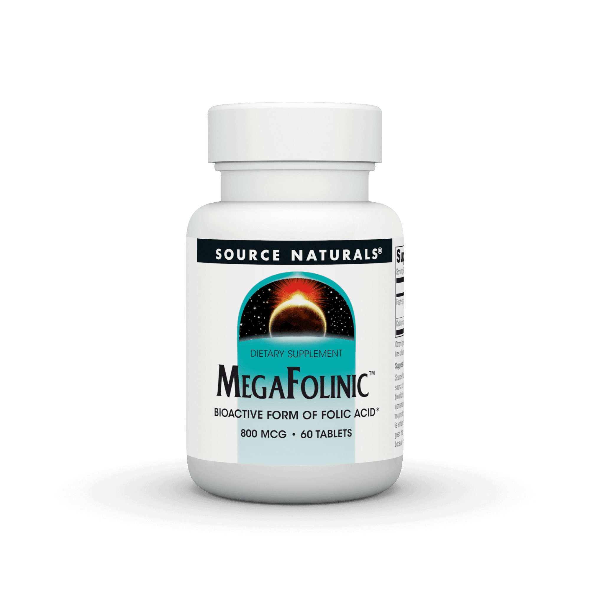 Source Naturals Mega Folinic, Bioactive Form of Folic Acid, 800 mcg Tablets, 60 Count