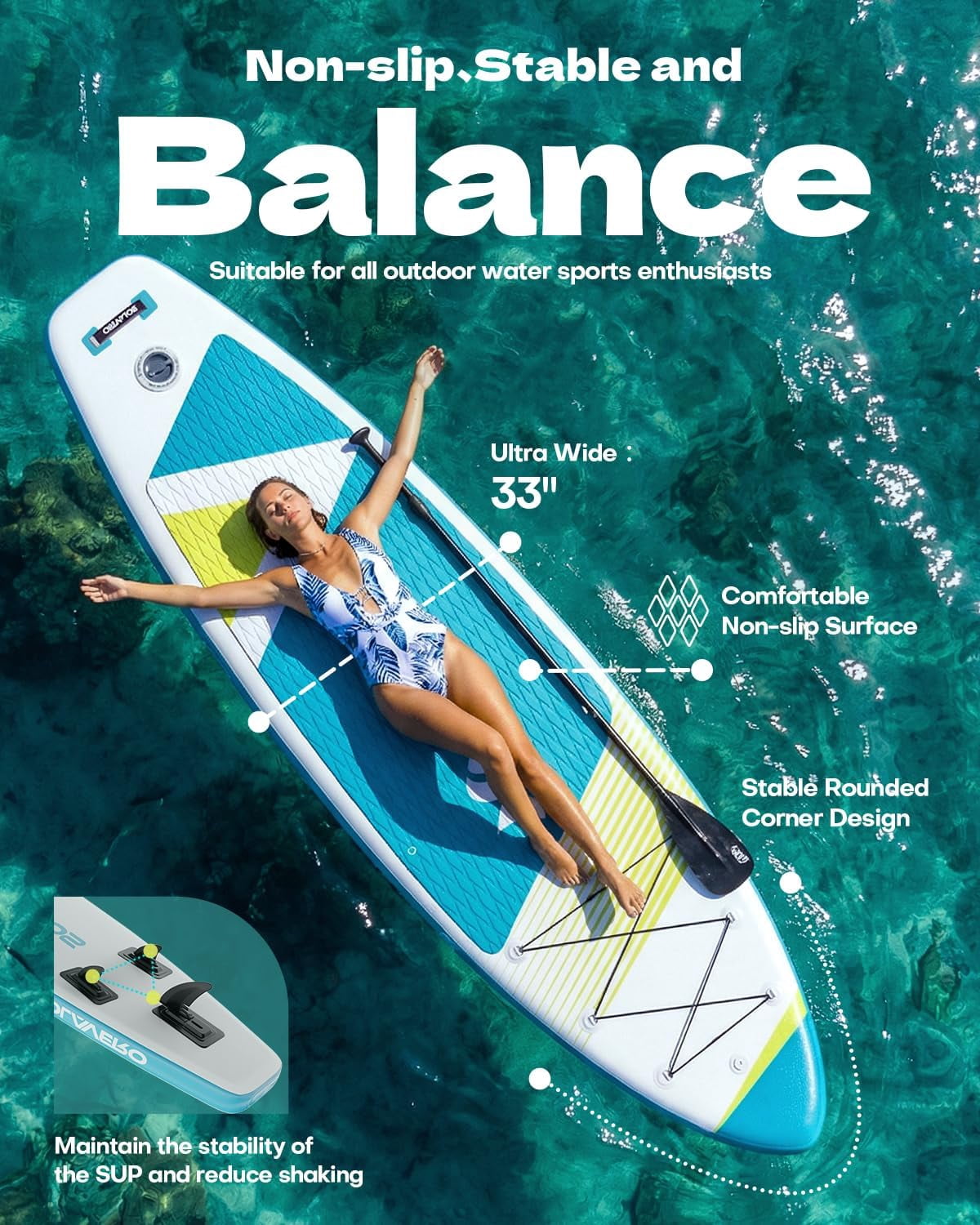 SOLAVERO Inflatable Stand Up Paddle Board for 2 Person, Ultra-Light SUP Board with Accessories for Adults & Youth of All Skill Levels
