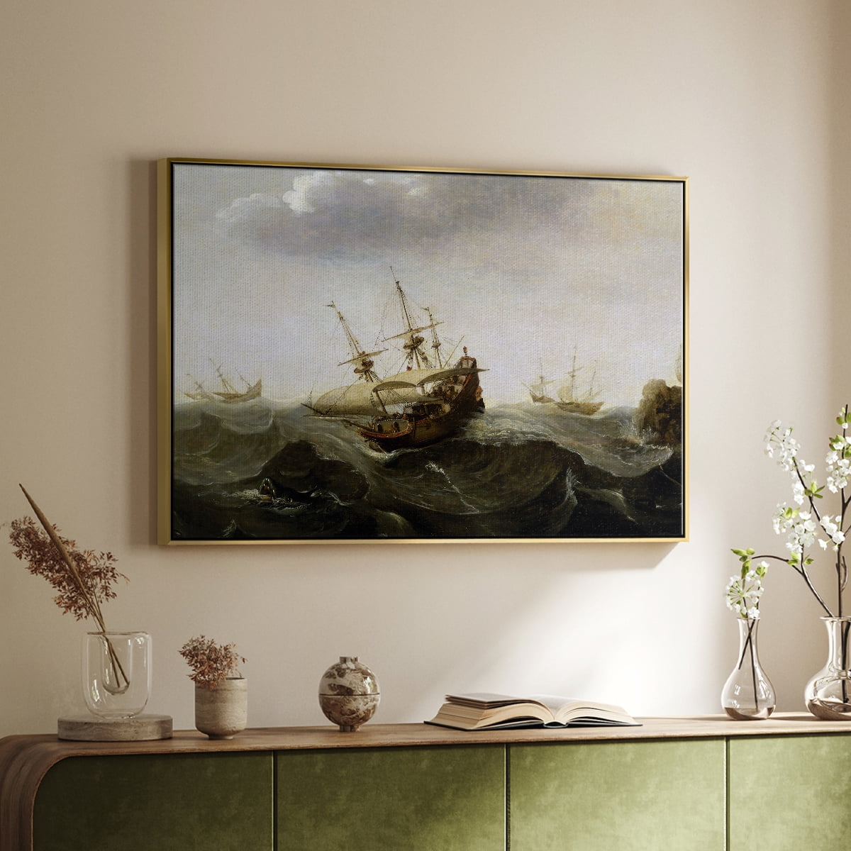 Vintage Landscape-MII By Wexford Home Framed in Gold Wood Gallery Wrapped Canvas 17 in. x 25 in.