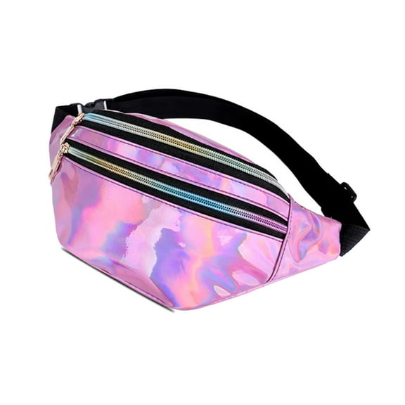 LEORX Pink Shiny Waist Bag for Women Casual 1Pcs Anti-theft Storage Pouch