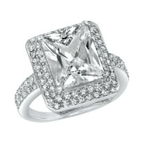 ELYA Jewelry Women's Radiant-Cut Clear Cubic Zirconia Sterling Silver Ring