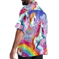 thumbnail image 3 of Robot Unicorn Attack Men's Short Sleeve Beach Shirts, Casual Poplin Button Down Shirt, Summer Casual Printed Unisex Shirts, 3 of 6