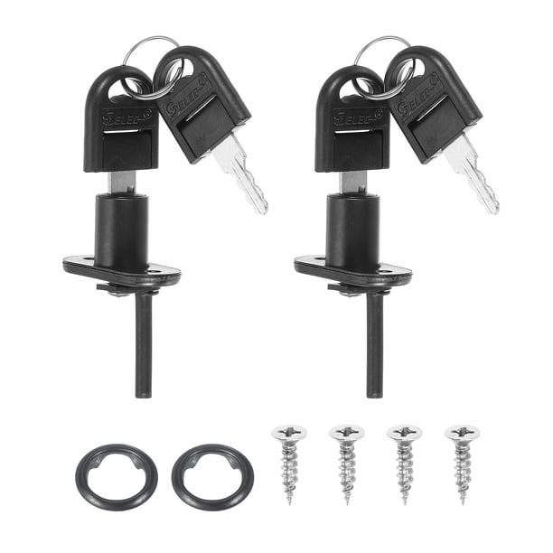 Uxcell 2Pcs Cerradura de Archivo para Cajón 16mm Cilindro de Cerradura de Acero con Llave Diferente Negro