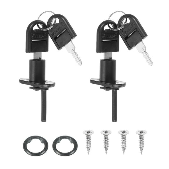 Uxcell 2Pcs Drawer File Cabinet Lock 16mm Steel Lock Cylinder Keyed Different Black