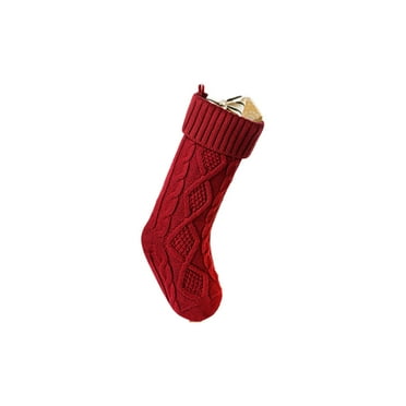 AUQ Christmas Stockings,Unique Knitted Design Christmas Stocking,Versatile Decoration Family Holiday,Red