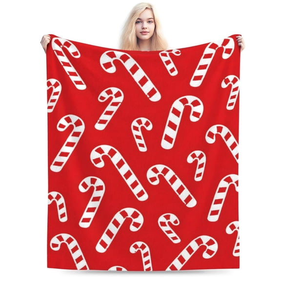 Christmas Candy Cane Knit Throw Blanket,Peppermint Red and White Xmas Reversible Knitted Throw Blanket, Cozy Lightweight Soft Gift for Couch Sofa Bed 50x40